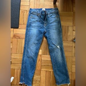 Jcrew vintage straight jeans: one in denim, one white jean